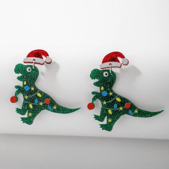 Kathrono Jewelry - 🦖 Awesome Tree-Rex T-Rex Christmas Ornament Hat And Light Decorated 🎄